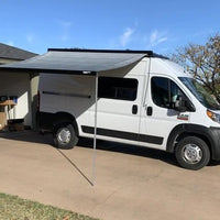 Orion Van Gear Roof Rack shown on a 136" wb Promaster with Black Fiamma F45s 300 (manual)