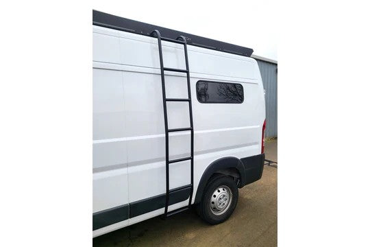 Orion Van Gear Side Ladder on a 159 Promaster with Stealth+ Roof Rack