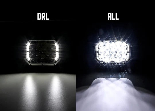 DG-23 5x7 LED light DRL vs all lights on