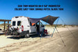Dragonfly side awning tarp mounted on a promaster at the beach