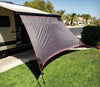 Lade das Bild in den Galerie-Viewer, Awning Extesnion on a Winnebago Revel Carefree 9&#39;6&quot; awning. Red Trim, Black Patches, Grey Tarp